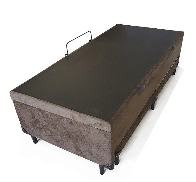 Bicama Box Baú Solteiro C/ cama Auxiliar Ortopédica 88 x 188- Suede Marrom - Tampo Bambu Marrom - 3