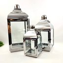 Ver imagem 2 de Lanterna Decorativa Marroquina Inox Prata 57/40/30cm