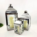 Ver imagem 6 de Lanterna Decorativa Marroquina Inox Prata 57/40/30cm