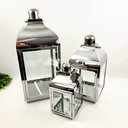 Ver imagem 3 de Lanterna Decorativa Marroquina Inox Prata 57/40/30cm