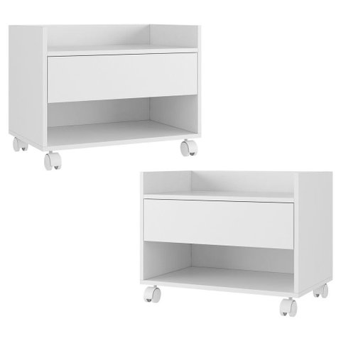 Kit 02 Gabinetes Armário Banheiro Multiuso Ivy 60cm 100% Mdf Bp com 01 Gaveta Branco - Desk Design