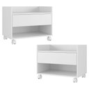 Ver imagem 1 de Kit 02 Gabinetes Armário Banheiro Multiuso Ivy 60cm 100% Mdf Bp com 01 Gaveta Branco - Desk Design