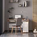 Ver imagem 1 de Escrivaninha Mesa Escritório Chicago 1 Gaveta 1 Porta 120cm Industrial Branco