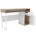 Ver imagem 6 de Escrivaninha Mesa Escritório Chicago 1 Gaveta 1 Porta 120cm Industrial Branco