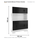 Ver imagem 5 de Cozinha Modulada Manaus 8 Portas 2 Gavetas Branco Preto Formimóveis