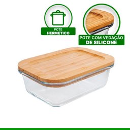 Pote de Vidro Hermetico com Tampa Bambú Hauskraft 635ml - 2
