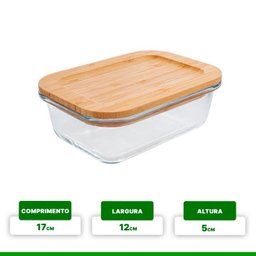 Pote de Vidro Hermetico com Tampa Bambú Hauskraft 635ml - 4