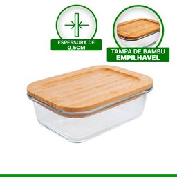 Pote de Vidro Hermetico com Tampa Bambú Hauskraft 635ml - 3