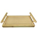 Ver imagem 2 de Bandeja Decorativa Retangular Bambu e Palhinha com Alça 35x20cm