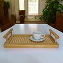 Ver imagem 6 de Bandeja Decorativa Retangular Bambu e Palhinha com Alça 35x20cm