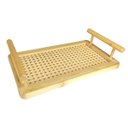 Ver imagem 3 de Bandeja Decorativa Retangular Bambu e Palhinha com Alça 35x20cm