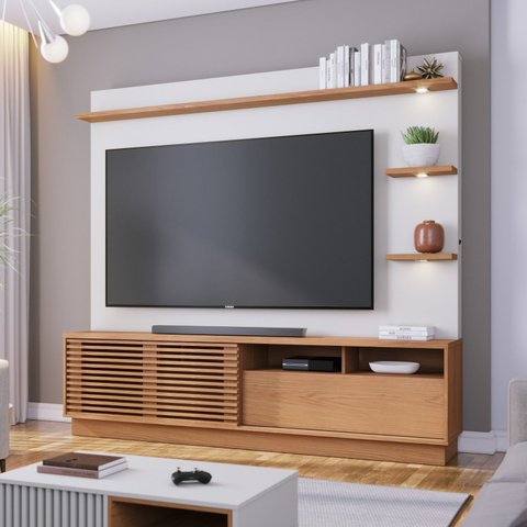 Estante para TV até 70 Polegadas 188cmx200cm com LED 1 Porta Campeche