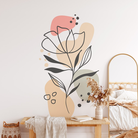 Adesivo de Parede Flor Colorido Rosa Delicado Contemporâneo