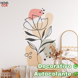 Adesivo de Parede Flor Colorido Rosa Delicado Contemporâneo - 3