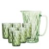 Kit Jarra + 6 Copos Água Diamante Verde Class Home - 1