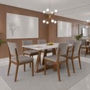 Ver imagem 1 de Conjunto de Jantar Mesa com Vidro Avena 6 Cadeiras New Ella - Linho Mescla Cinza