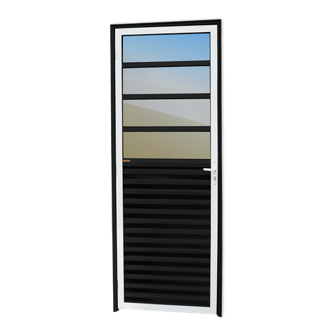 Porta de Cozinha Alumínio 80 Dir L25 V.Refl.Mix Preto Brimak