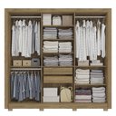 Ver imagem 3 de Guarda Roupa Casal 6 Portas com Pés e Espelhos 232cm Cb01m569 Kappesberg - Nogueira/branco
