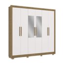 Ver imagem 1 de Guarda Roupa Casal 6 Portas com Pés e Espelhos 232cm Cb01m569 Kappesberg - Nogueira/branco