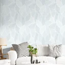 Ver imagem 1 de Papel de Parede Adesivo Texturizado Folhas Celeste Lavável Fosco 3m