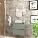 Ver imagem 1 de Gabinete para Banheiro com Cuba e Espelheira Organica 60cm Mdf Verde Dubai - On Móveis