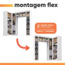 Ver imagem 2 de Guarda Roupa de Canto Modulado Solteiro Madrid 7 Portas Bater MDP Branco Maxel Móveis