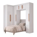 Ver imagem 1 de Guarda Roupa de Canto Modulado Solteiro Madrid 7 Portas Bater MDP Branco Maxel Móveis
