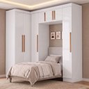Ver mais imagens de Guarda Roupa de Canto Modulado Solteiro Madrid 7 Portas Bater MDP Branco Maxel Móveis