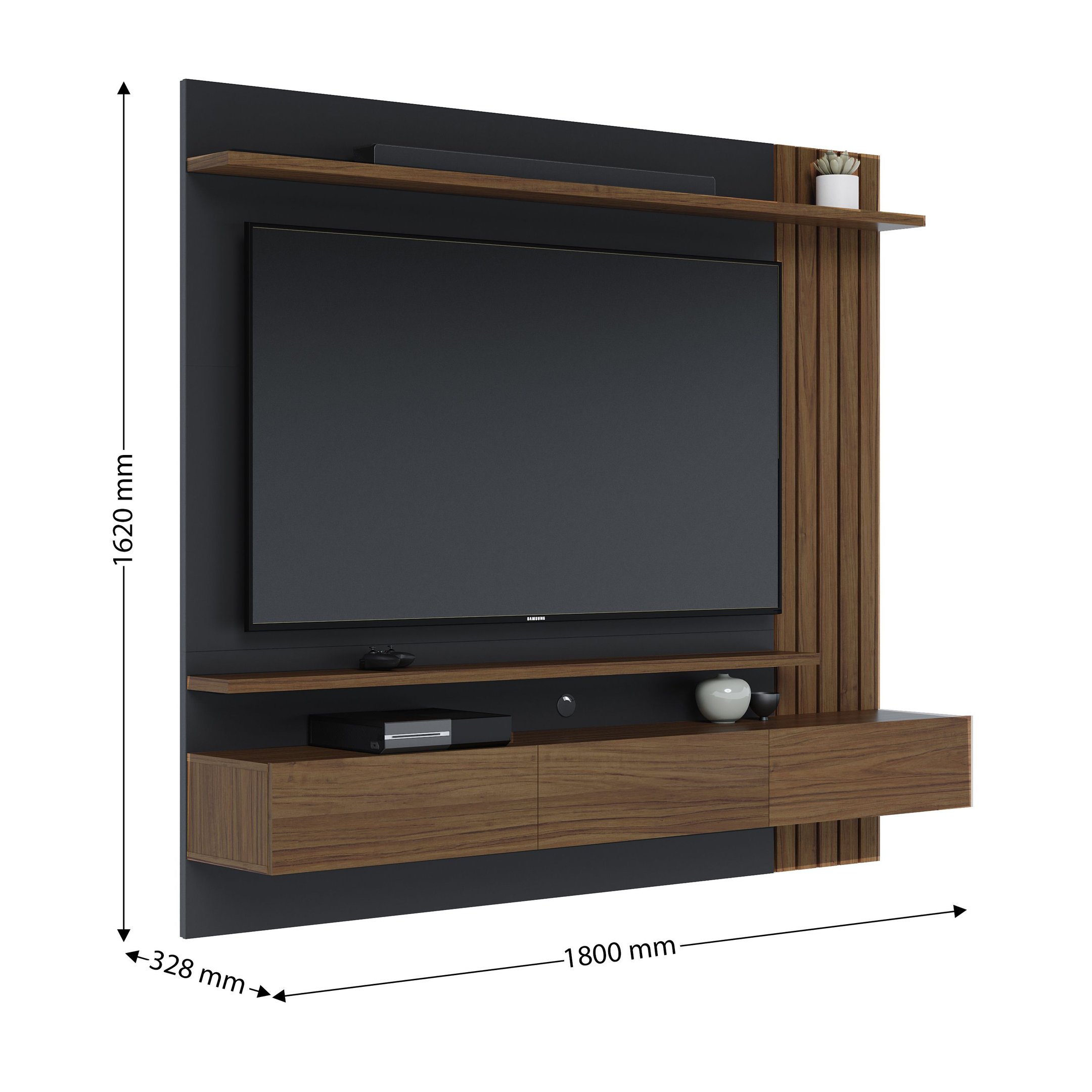 Painel para TV até 70 Polegadas 2 Portas Basculantes 2 Prateleiras Juriti Colibri - 5