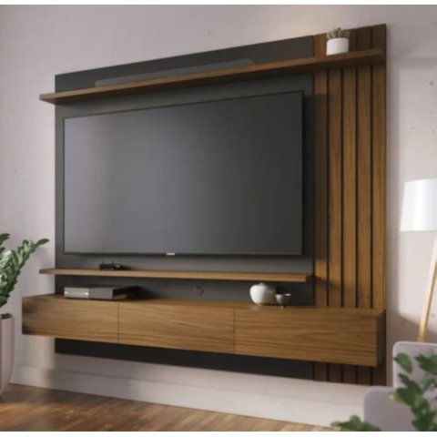 Painel para TV até 70 Polegadas 180CMX162CM 2 Portas Basculantes 2 Prateleiras Juriti Colibri Marrom