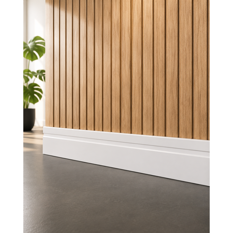 Rodapé de MDF 10CMX15MMX2.20m Revestido Frisado Branco Casablanca