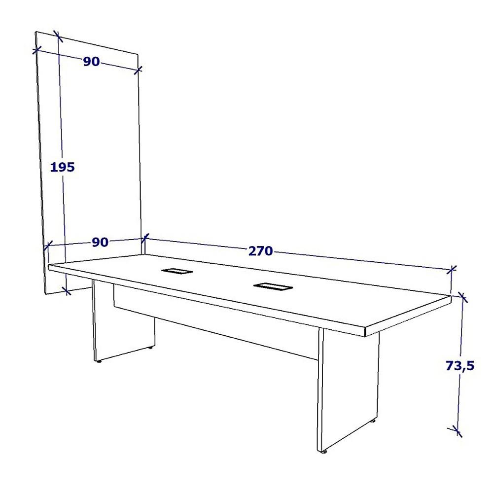 Conjunto Sala de Reunião Mesa 2,70m Painel para Tv Mac Br F5 Cor:macadâmia com Branco - 2