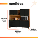 Ver imagem 3 de Armário de Cozinha Completa com Adega 7 Portas 3 Gavetas 2,07m Ajax Nature / Preto Zanzini