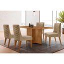 Ver imagem 1 de Conjunto: Mesa de Cozinha Berlim C/ Tampo Madeirado Canto Curvo 120x80cm e 4 Cadeiras Dafne Naturale