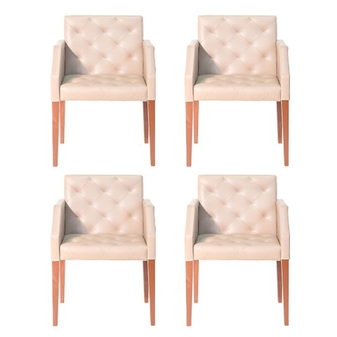 Kit 4 Poltronas Nina Costura Capitonê - Bege