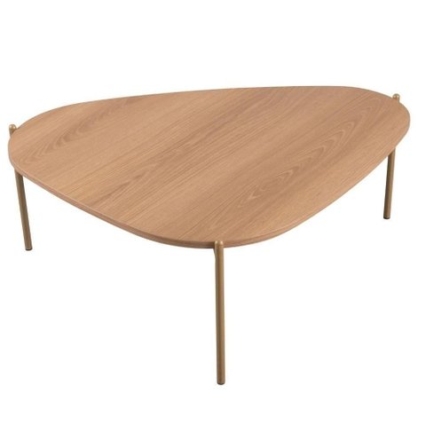 Mesa de Centro Orgânica Artesano 77 Cm (largura) em Mdp Hanover (mel) e Pés em Aço Dourado