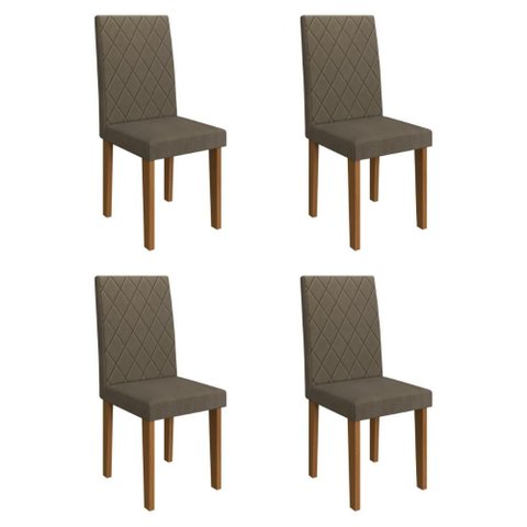 Kit 4 Cadeiras de Jantar Estofadas 43,5cm Multimóveis CR50219