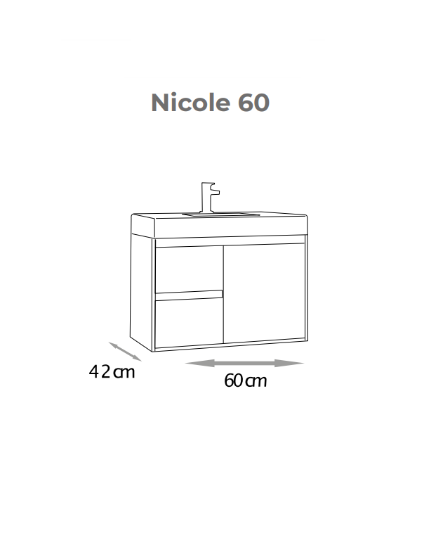 Gabinete para Banheiro Nicole 60cm sem Bancada - Fabribam Gabinetes - 4