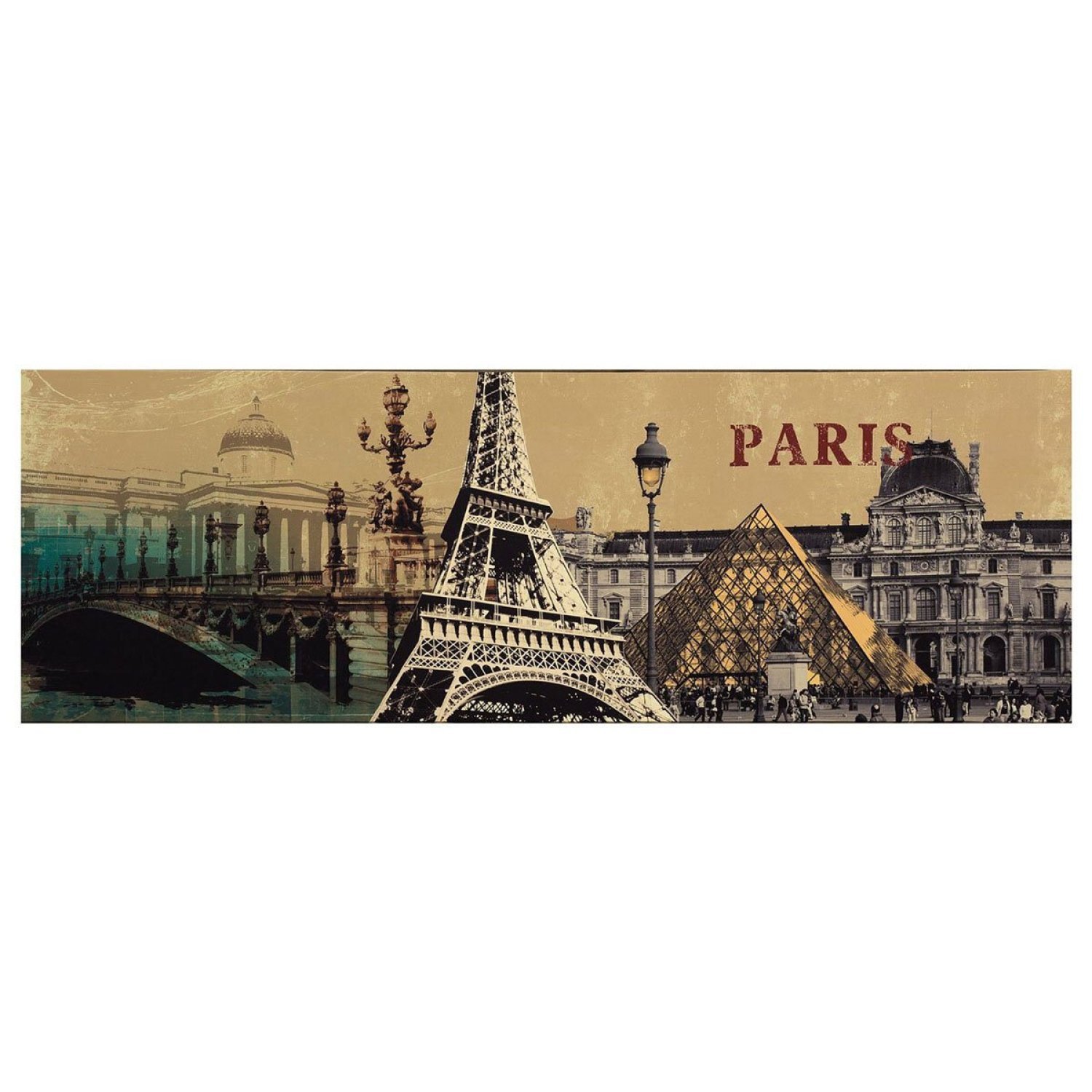 Quadro em Tela Impressa Torre Eiffel Louvre Paris Decore Pronto - 1