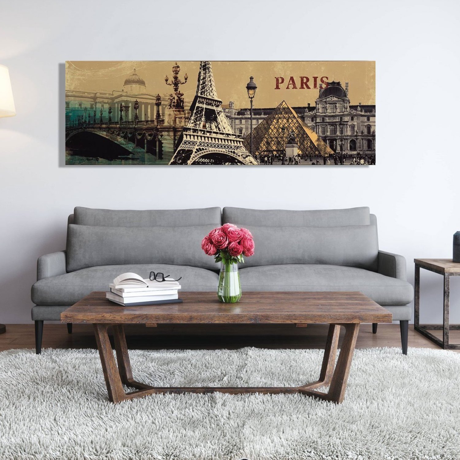 Quadro em Tela Impressa Torre Eiffel Louvre Paris Decore Pronto - 2