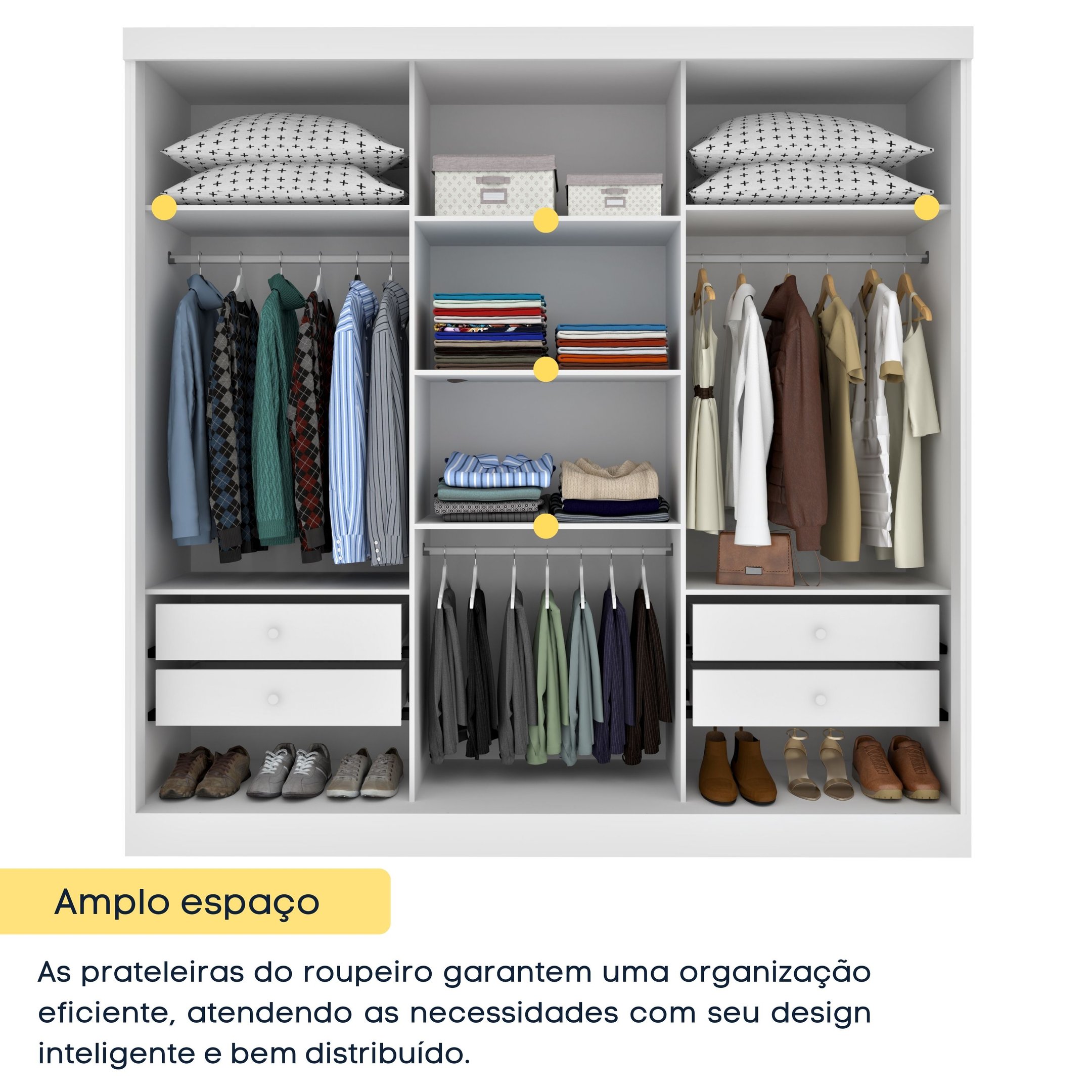 Guarda Roupa com Espelho e pés 3 Portas 240cm Somalia Espresso Móveis  - 2