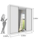 Ver imagem 3 de Guarda Roupa com Espelho e Pés 3 Portas 240cm Somalia Yescasa Branco/Neve