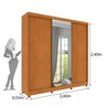 Guarda Roupa com Espelho e pés 3 Portas 240cm Somalia Espresso Móveis  - 12