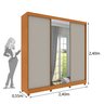 Guarda Roupa com Espelho e pés 3 Portas 240cm Somalia Espresso Móveis  - 13
