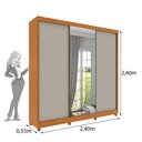Ver imagem 3 de Guarda Roupa com Espelho e Pés 3 Portas 240cm Somalia Yescasa Bege/Cinamomo/Off White