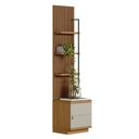 Ver imagem 1 de Rack com Painel MDF 44cmx198cm Módulo Lateral 1 Porta 3 Prateleiras Ouro Preto Marrom Nature/Off White