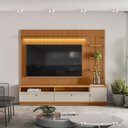 Ver imagem 2 de Rack com Painel MDF 44CMX198CM Módulo Lateral 1 Porta 3 Prateleiras Ouro Preto Marrom