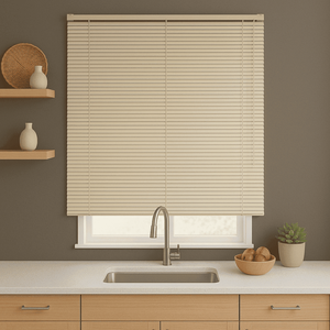 Persiana Horizontal Pvc Bege 160 (l) X 160 (a) Cortina Completa C/ Kit de Instalação 1,60 X 1,60