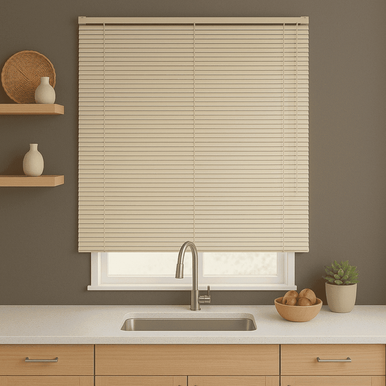 Persiana Horizontal Pvc Bege 160 (l) X 160 (a) Cortina Completa C/ Kit de Instalação 1,60 X 1,60