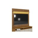 Ver imagem 5 de Rack com Painel Ripado para TV até 75 Polegadas com LED MDF 180CMX198CM 2 Nichos 2 Gavetas Ouro Preto Marrom